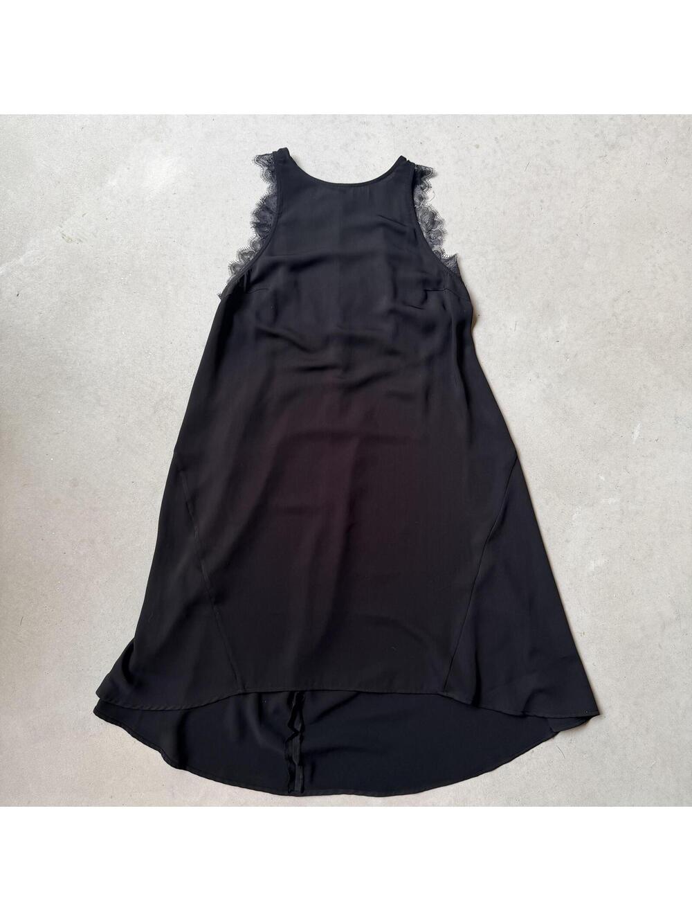 H&M Black Lace Trim Slip Dress High Low Whimsigoth Coquette Size 6